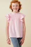 Girls Textured Smocked Ruffle Detail Tank