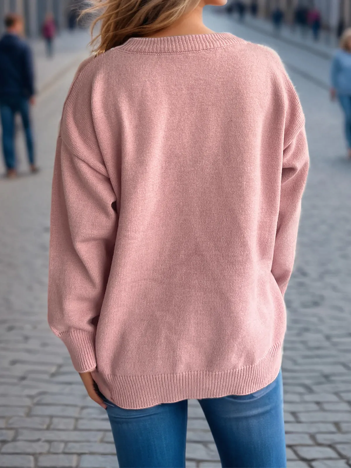 Glamorous Sequin Bow Sweater with Timeless Round Neck Design