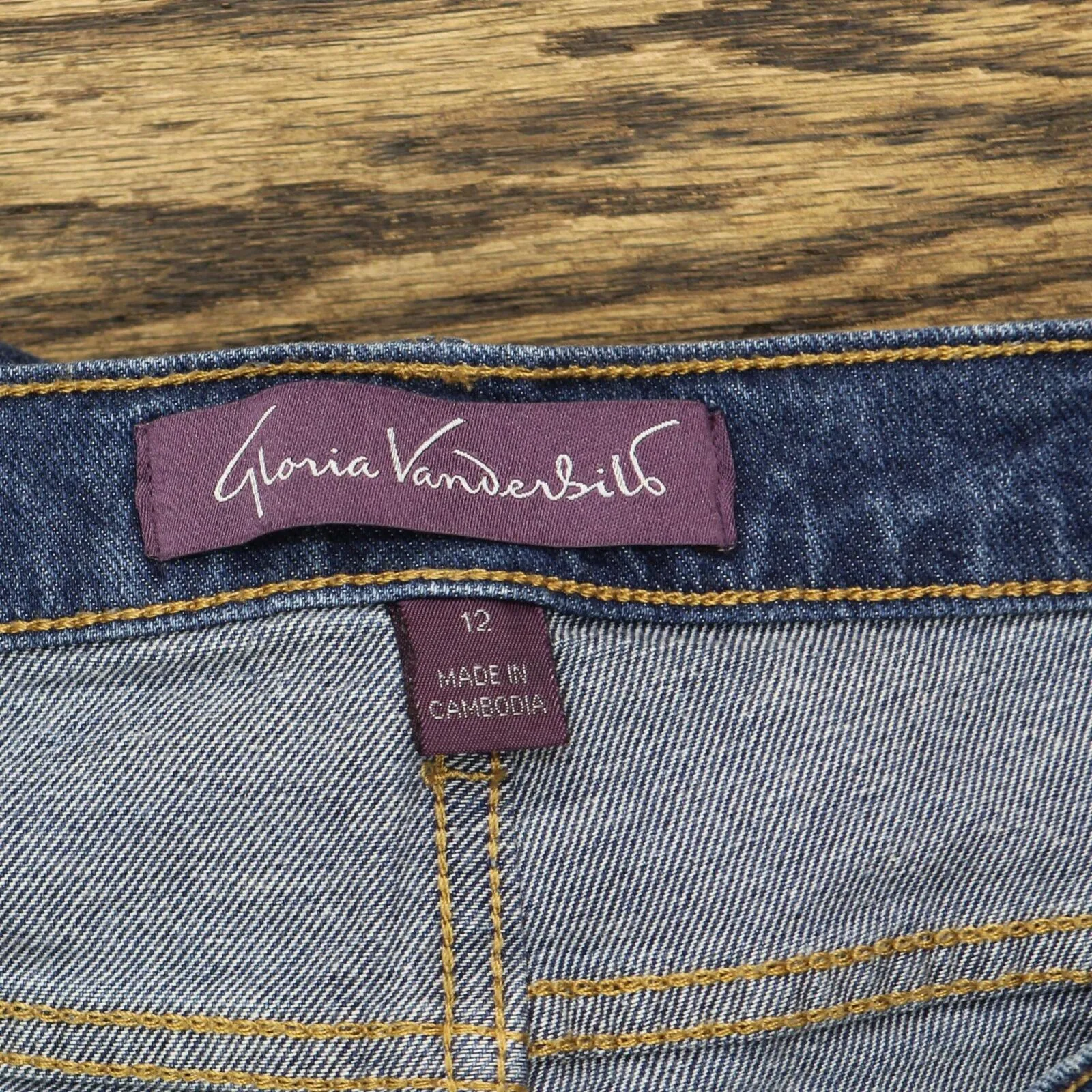 Gloria Vanderbilt Ladies Womens Cuffed Boyfriend Jeans Dark Denim Blue 12