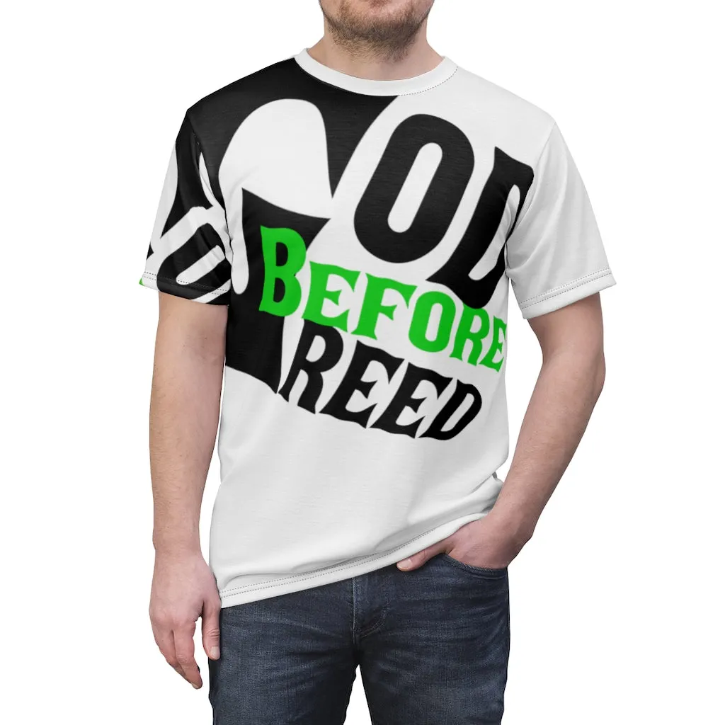 God Before Greed / Unisex AOP Cut & Sew Tee