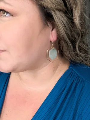 Gold Cased Hexagon Dangle Earrings (5 colors)