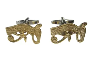 Gold Toned Textured Egyption Eye of Horus Cufflinks