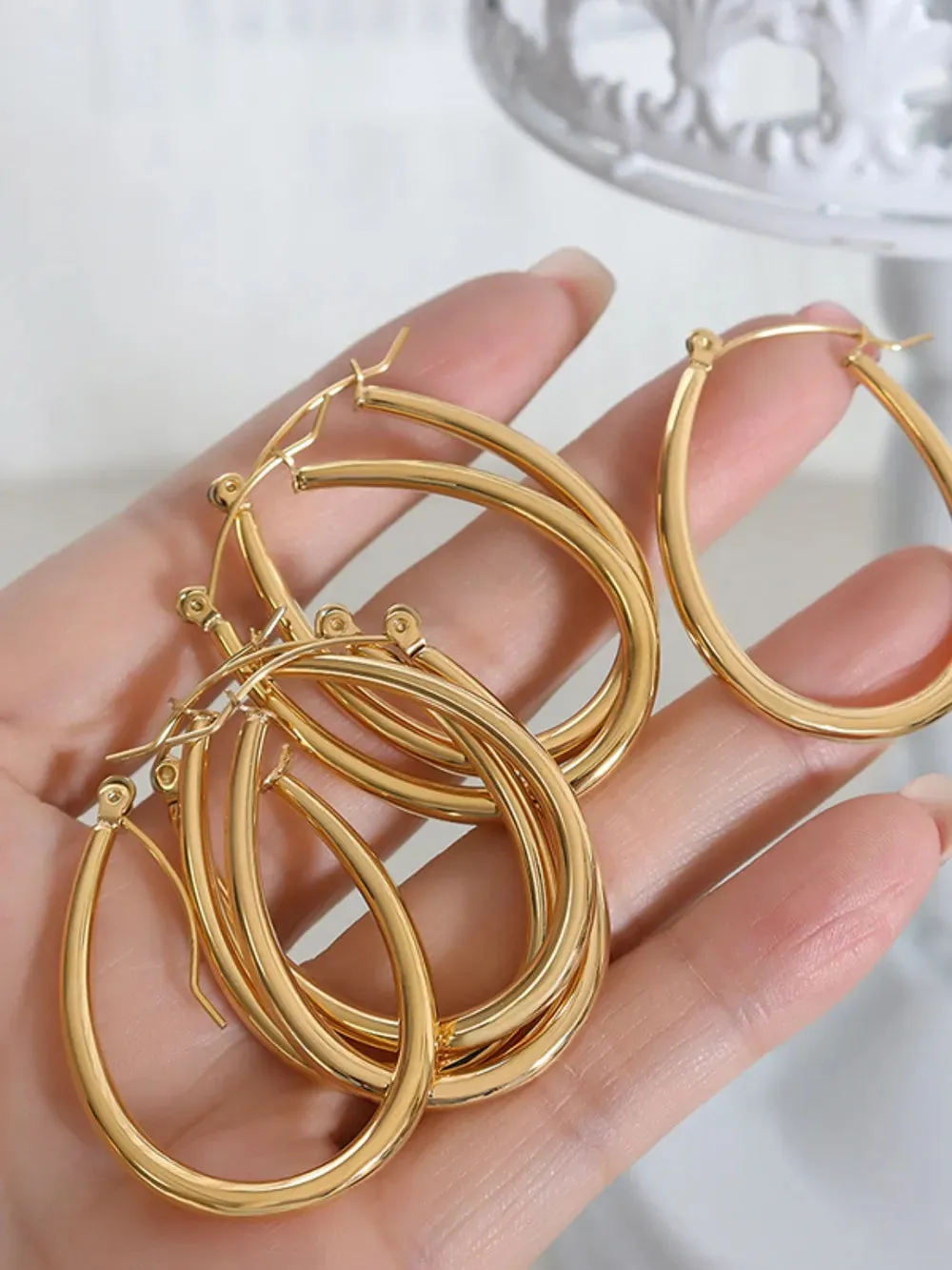 Golden Glow Titanium Hoops – 18K Gold-Plated