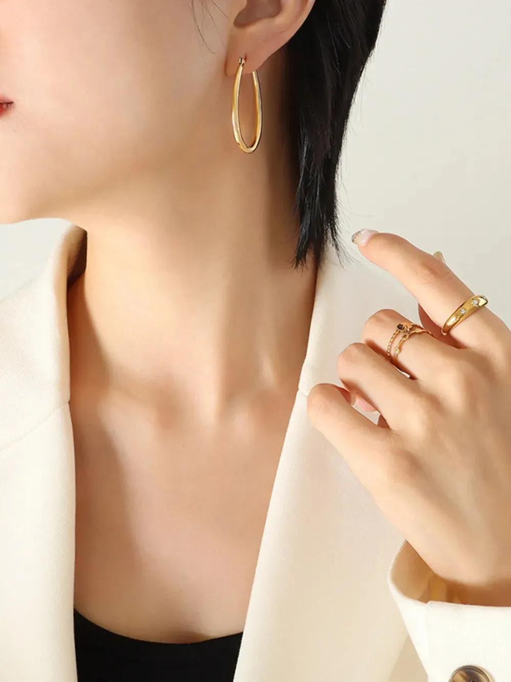 Golden Glow Titanium Hoops – 18K Gold-Plated