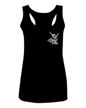 Good Vibe Bones Hand Shaka Cool Vintage Hipster Graphic  women's Tank Top sleeveless Racerback