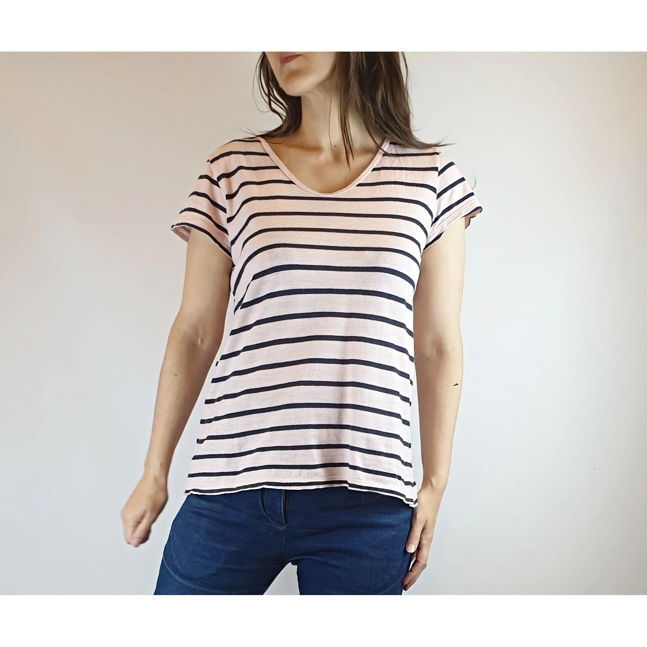 Gorman pink and navy tee shirt size 8