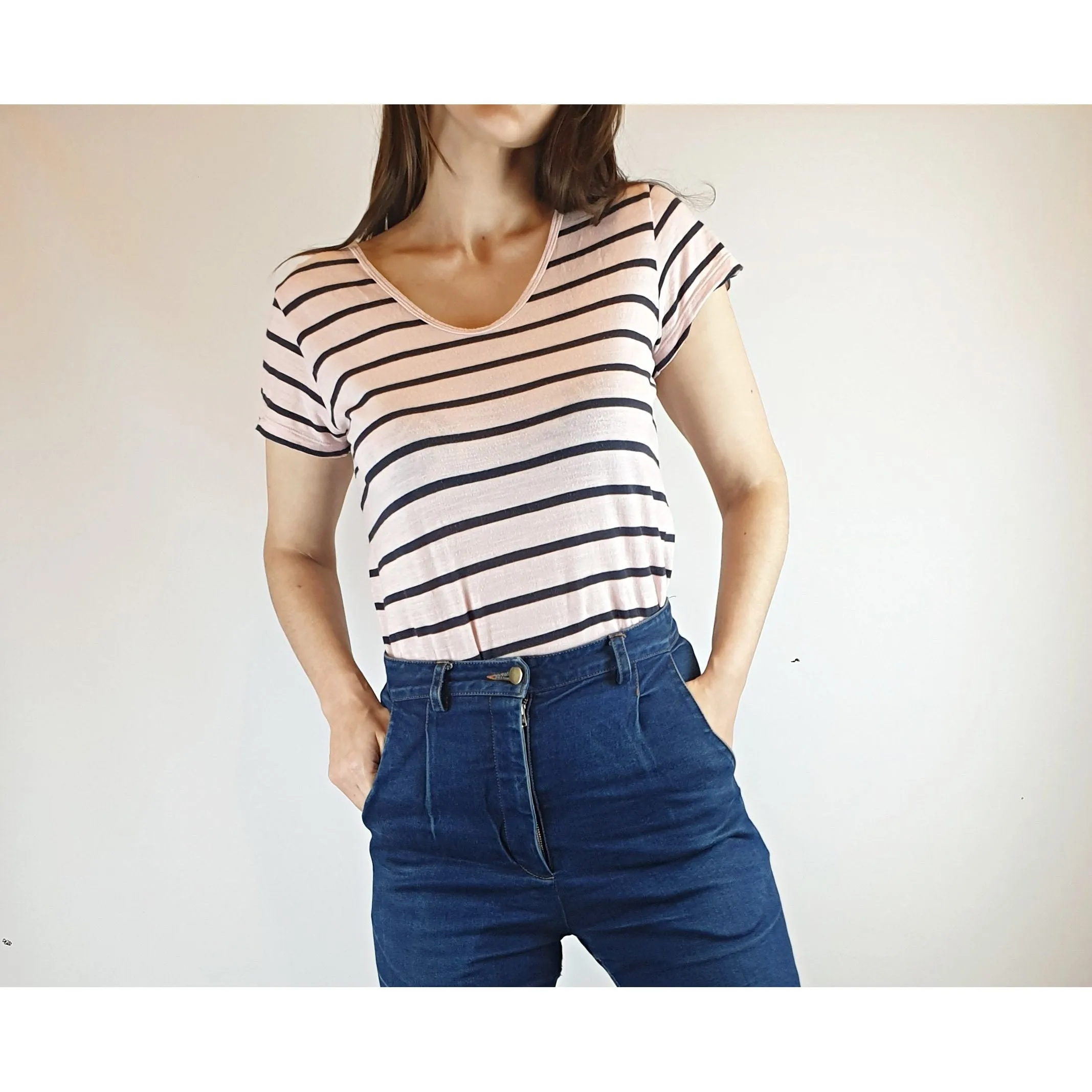 Gorman pink and navy tee shirt size 8