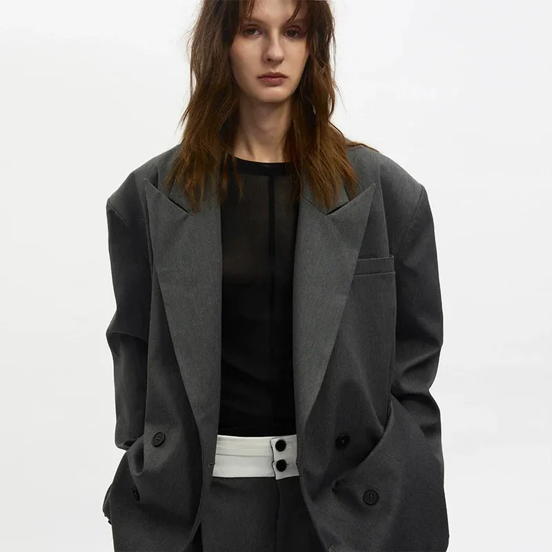 Gray Double-Breasted Jacket