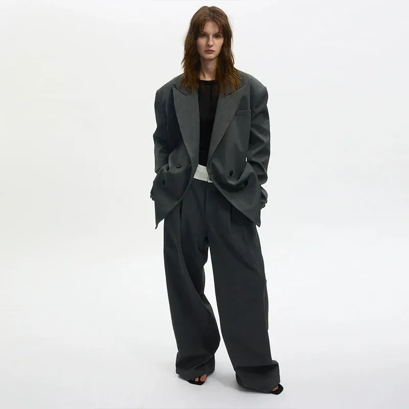 Gray Double-Breasted Jacket