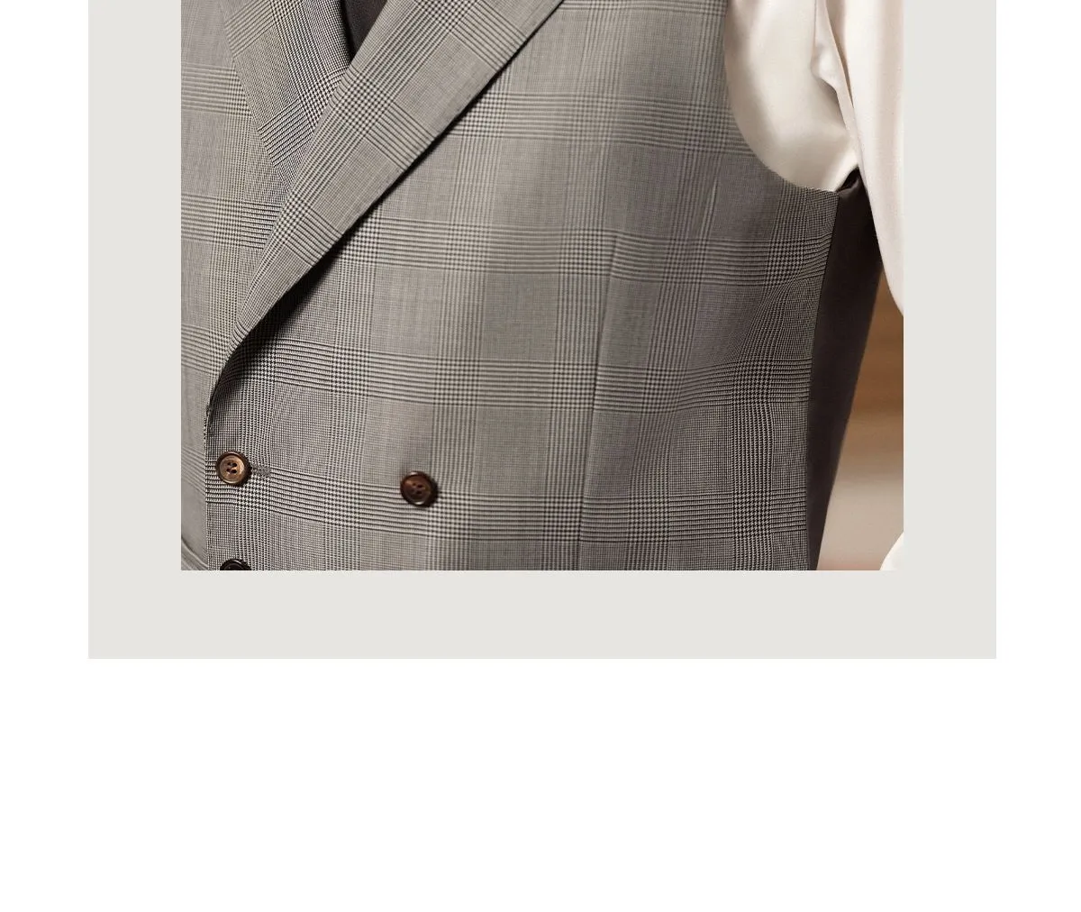 Grey Plaid Double-Breasted Vest