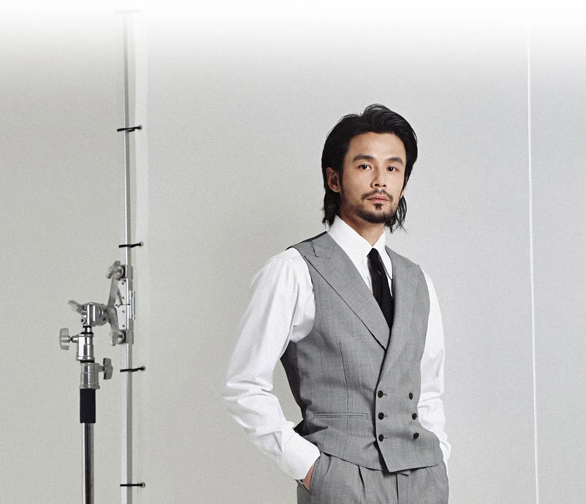 Grey Plaid Double-Breasted Vest