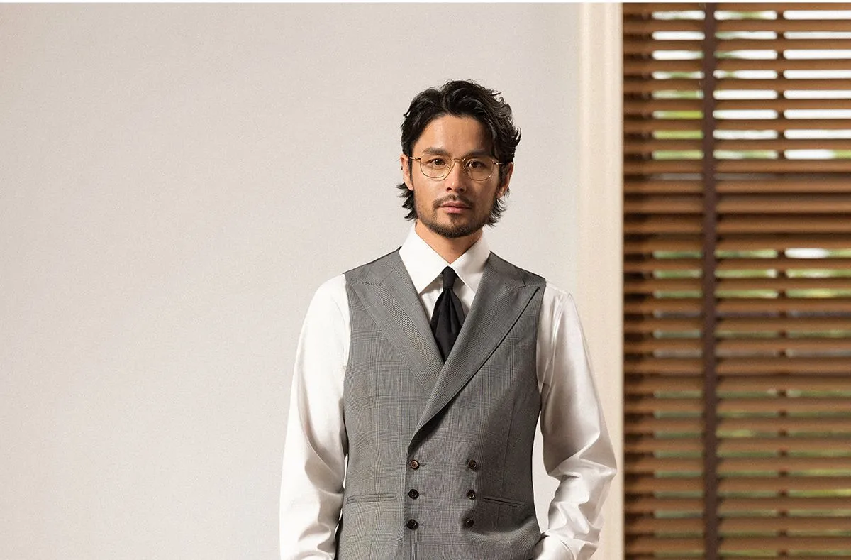 Grey Plaid Double-Breasted Vest