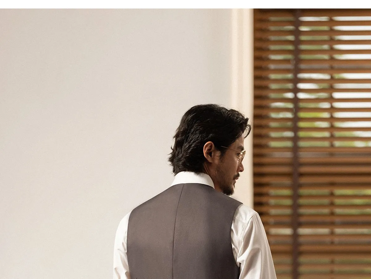Grey Plaid Double-Breasted Vest