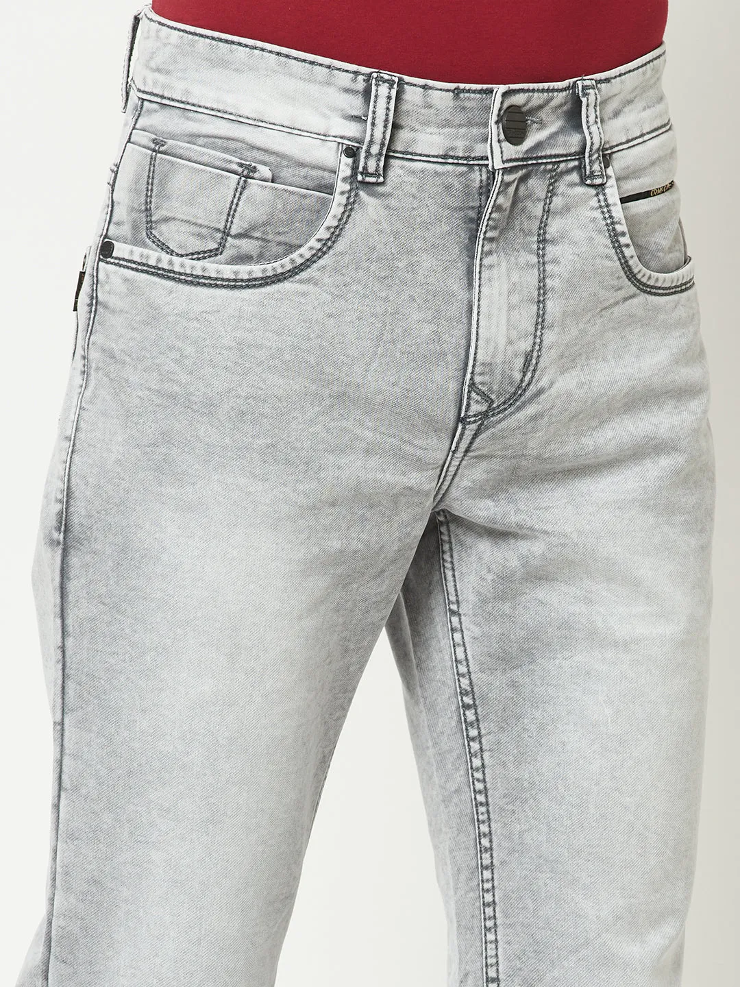 Grey Stone-Wash Boot-Cut Denims