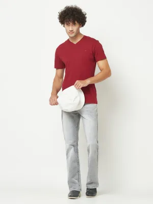 Grey Stone-Wash Boot-Cut Denims