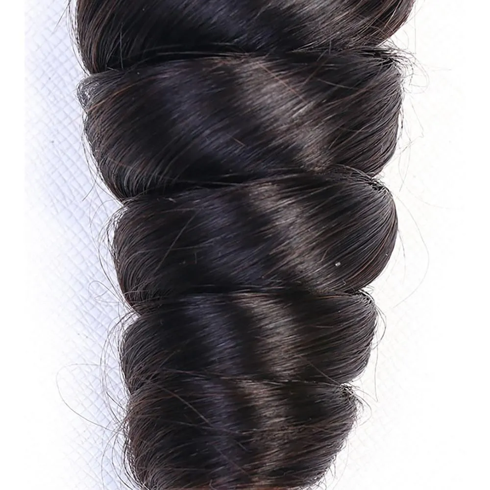 Hair Bundle Loose Wave Round  Head  Hair Weft  Natural Color 1B Unprocessed Brazilian Virgin Human Hair Weave
