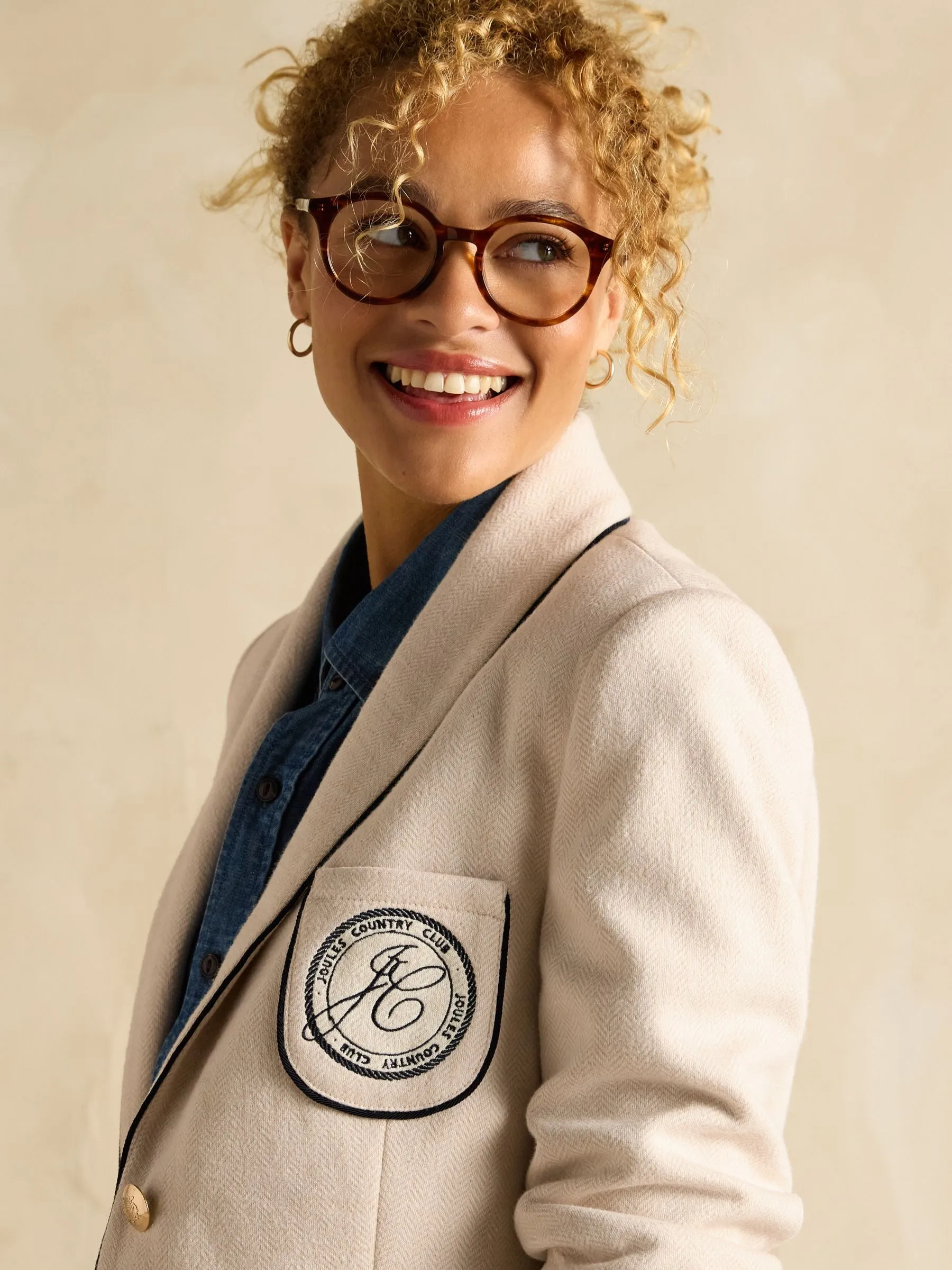 Hartley Oat Shawl Collar Blazer