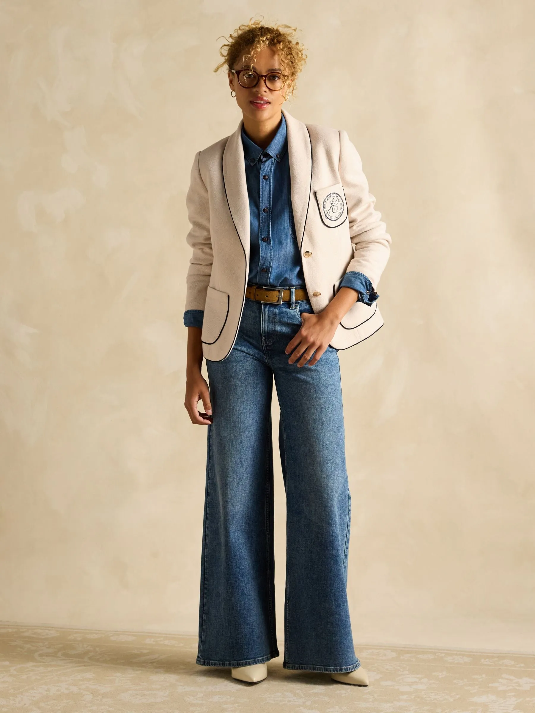 Hartley Oat Shawl Collar Blazer