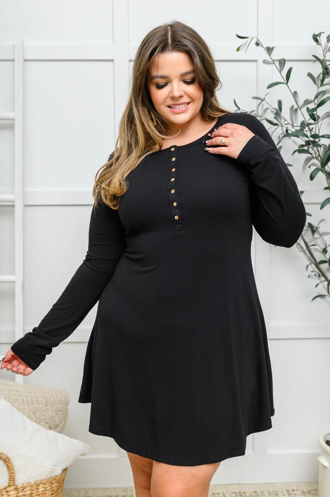 Hazel Blues® | Long Sleeve Button Down Dress In Black