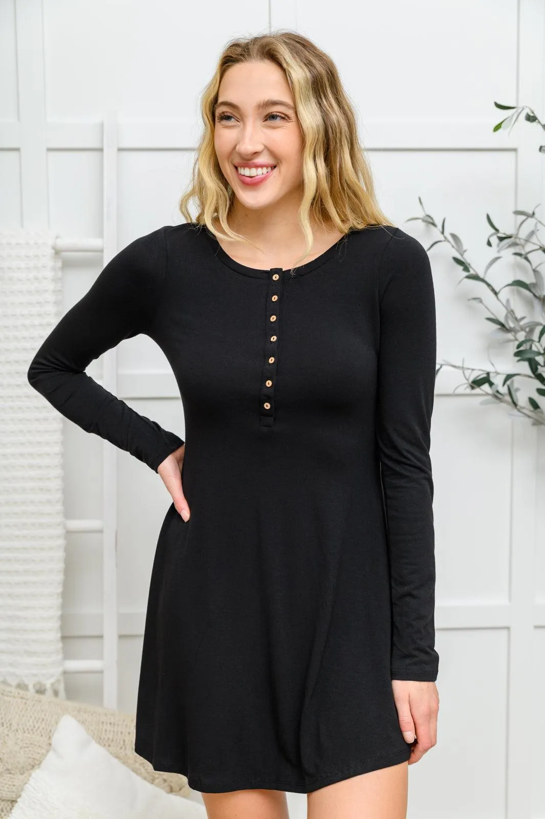 Hazel Blues® | Long Sleeve Button Down Dress In Black