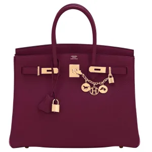 Hermes Rouge H Birkin 35 Togo Gold Hardware