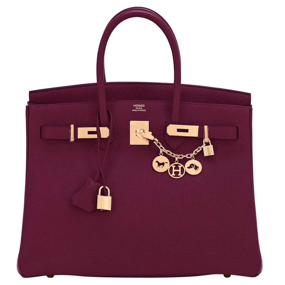 Hermes Rouge H Birkin 35 Togo Gold Hardware