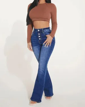 High-Rise Stretch Slightly Flared Jeans