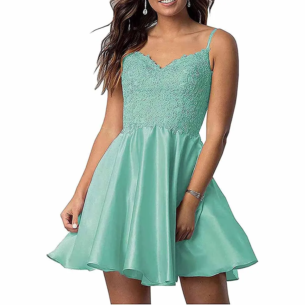 Homecoming Dresses Teens Lace Short Prom Dress with Pocket Mini Party Dresses