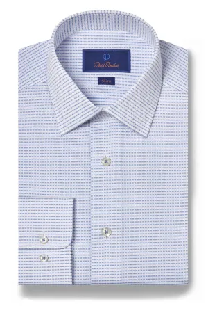 Horizontal Dobby Blue & White Dress Shirt
