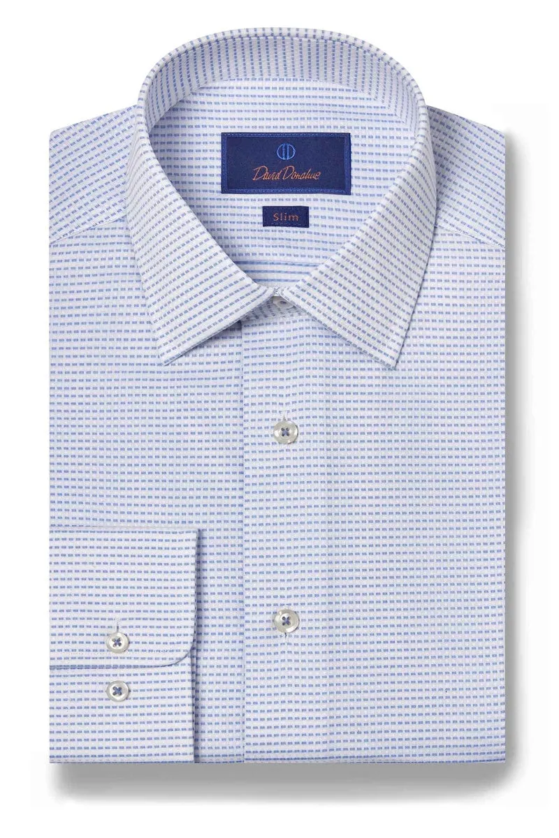 Horizontal Dobby Blue & White Dress Shirt