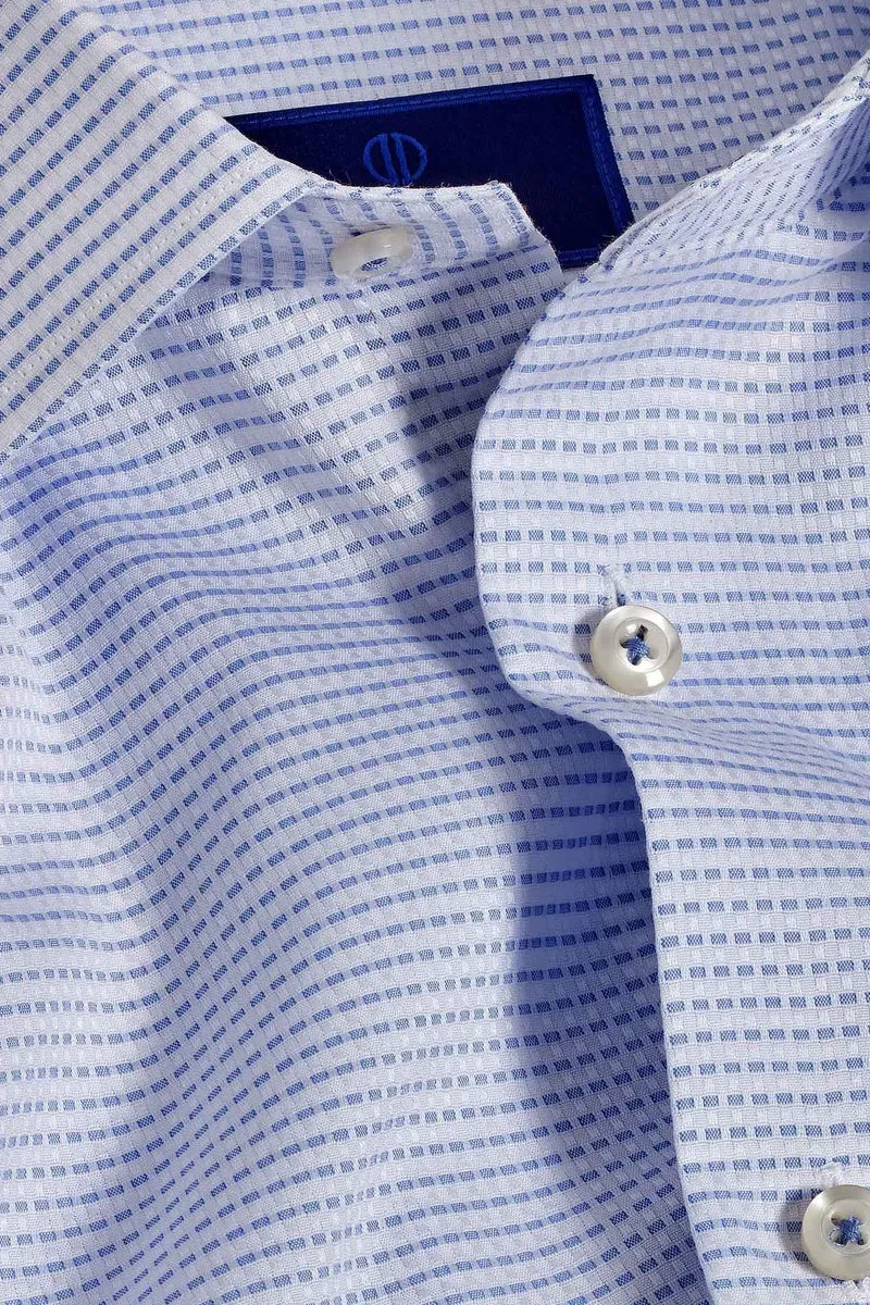 Horizontal Dobby Blue & White Dress Shirt