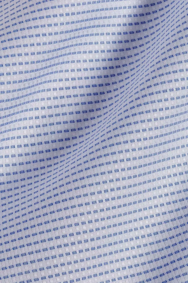 Horizontal Dobby Blue & White Dress Shirt