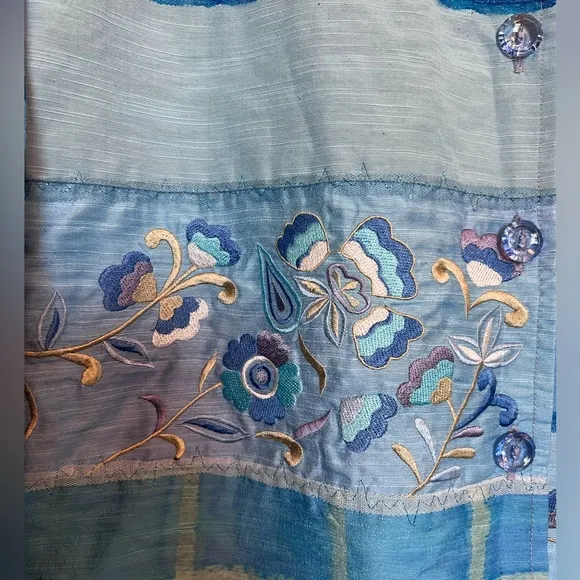 Indigo Moon light blue and light purple embroidered floral jacket
