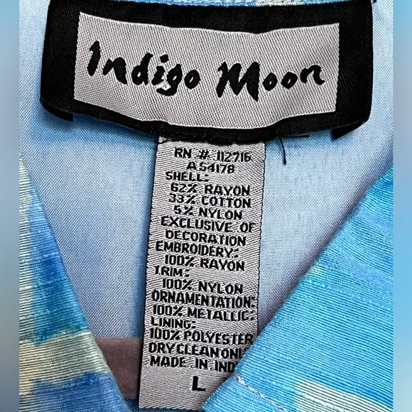 Indigo Moon light blue and light purple embroidered floral jacket