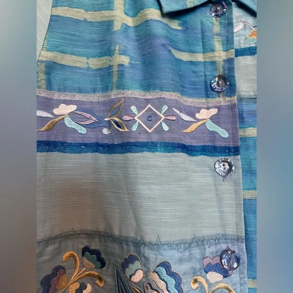 Indigo Moon light blue and light purple embroidered floral jacket