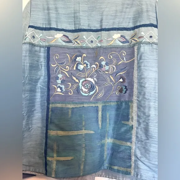 Indigo Moon light blue and light purple embroidered floral jacket