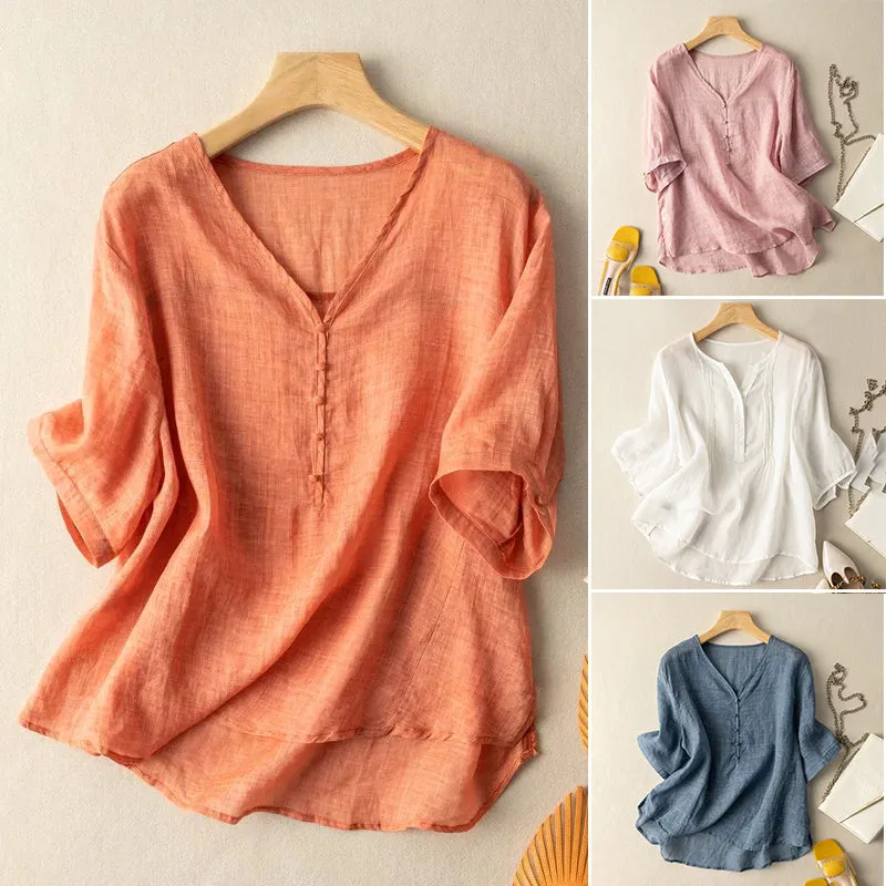Ishini | V-Neck Half Sleeve Loose Fit Blouse