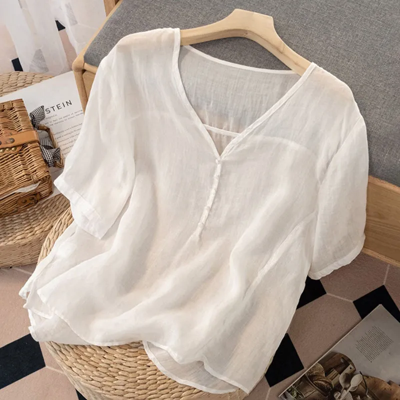 Ishini | V-Neck Half Sleeve Loose Fit Blouse