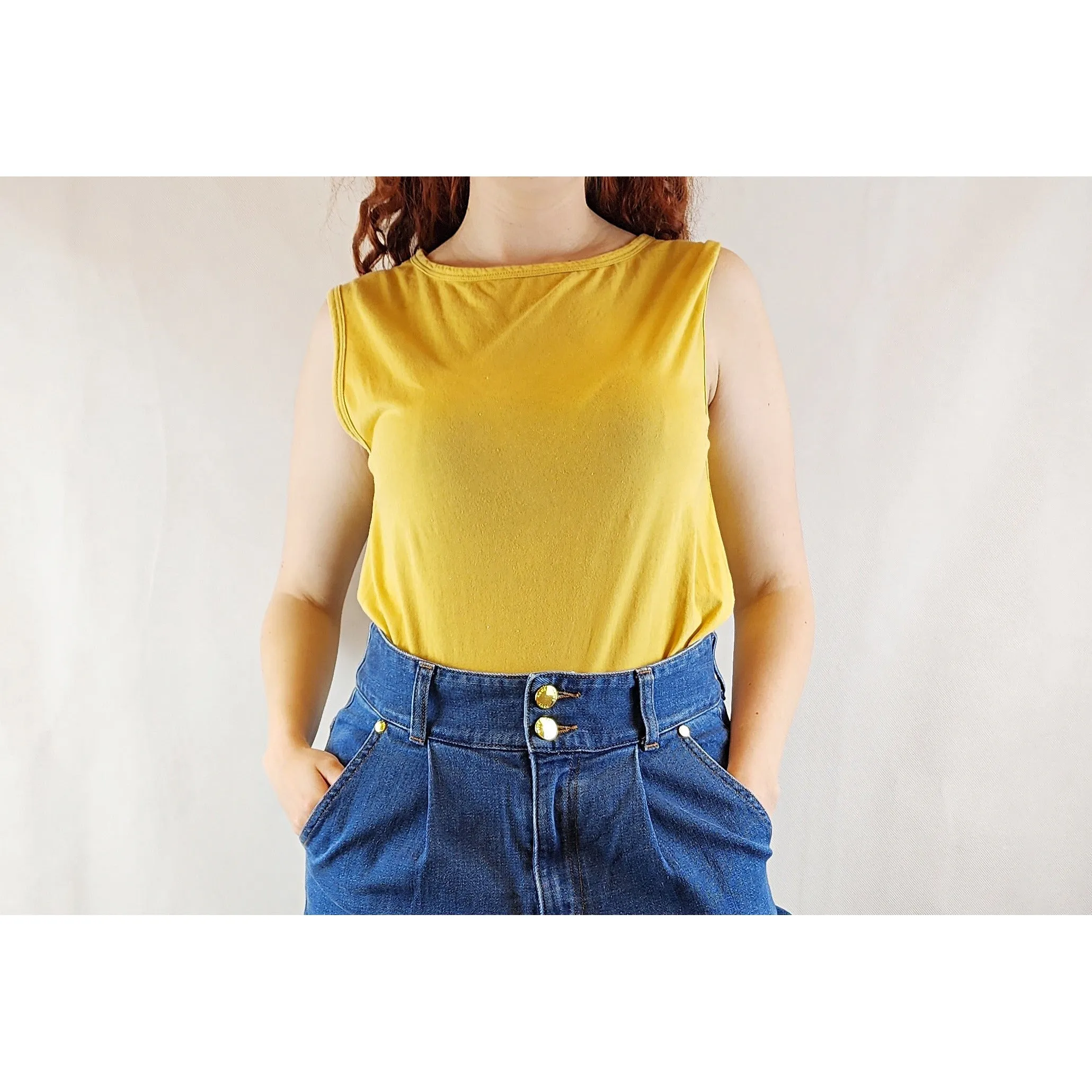 Jac   Jack yellow sleeveless tank top size S (best fits size 10)