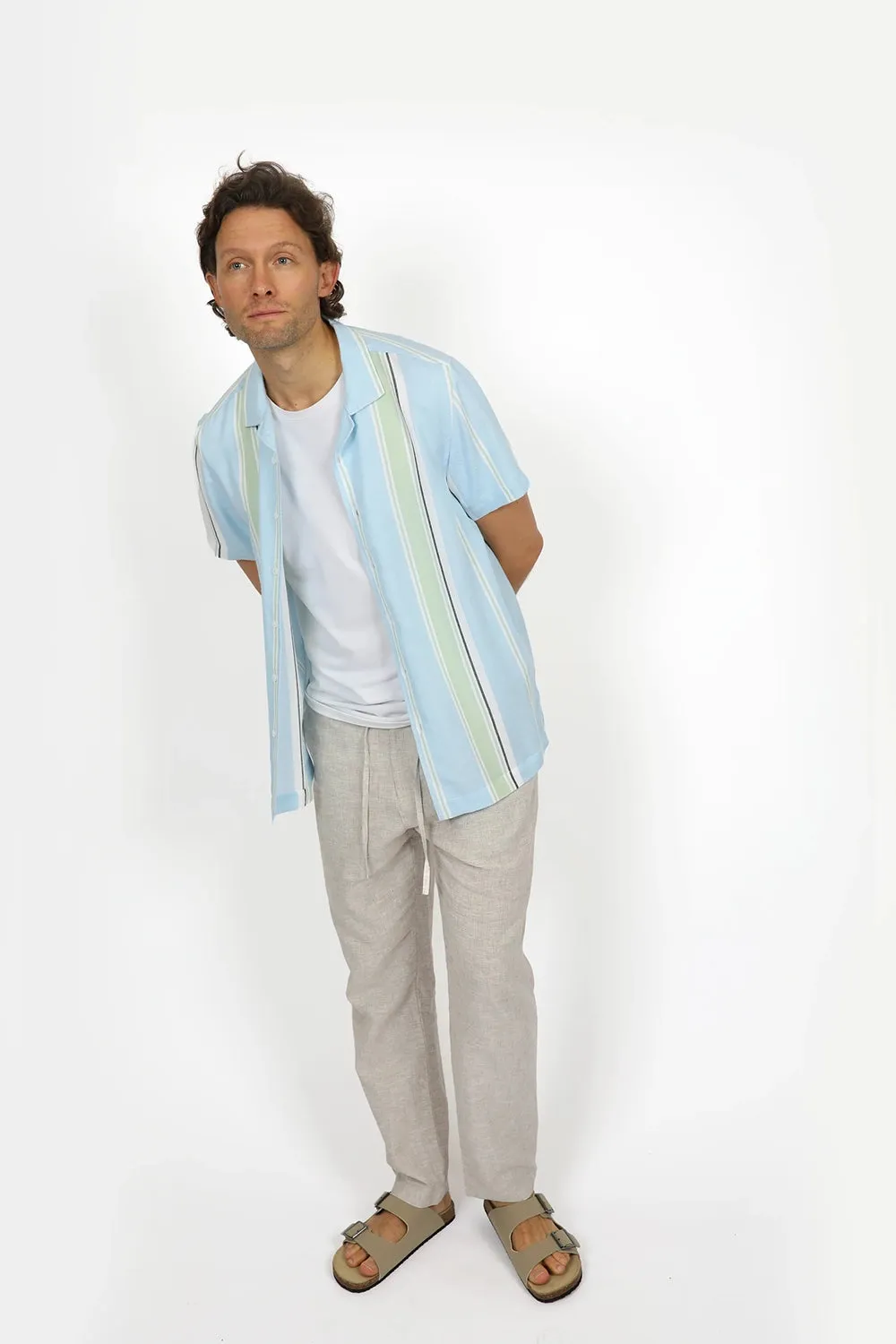 JAMES HARPER RELAXED FIT CUBAN COLLAR STRIPE S/S SHIRT JHS574