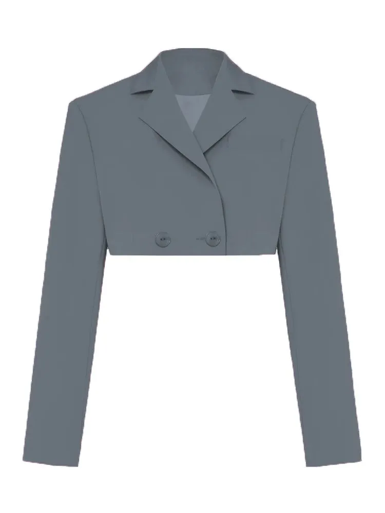 JazzHer 2024 Fall Fashion Black Blazer Sets 2024 Fashion Two Piece Cropped Blazer Jacket Coat And Mini Skirts Sets For Women Casual Suit Streetwear
