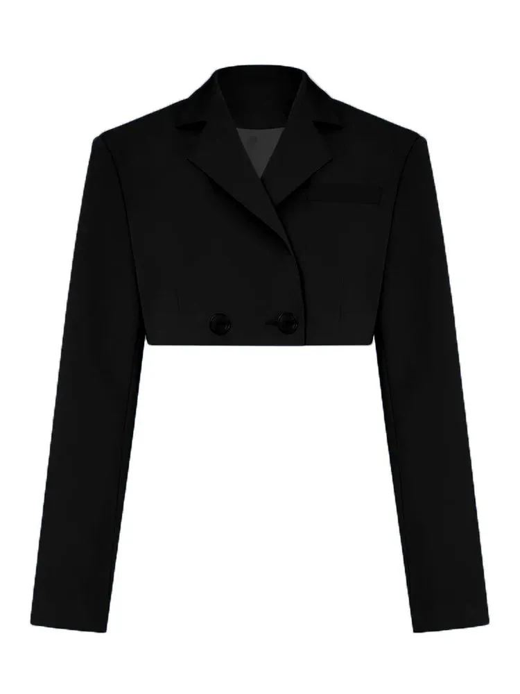 JazzHer 2024 Fall Fashion Black Blazer Sets 2024 Fashion Two Piece Cropped Blazer Jacket Coat And Mini Skirts Sets For Women Casual Suit Streetwear