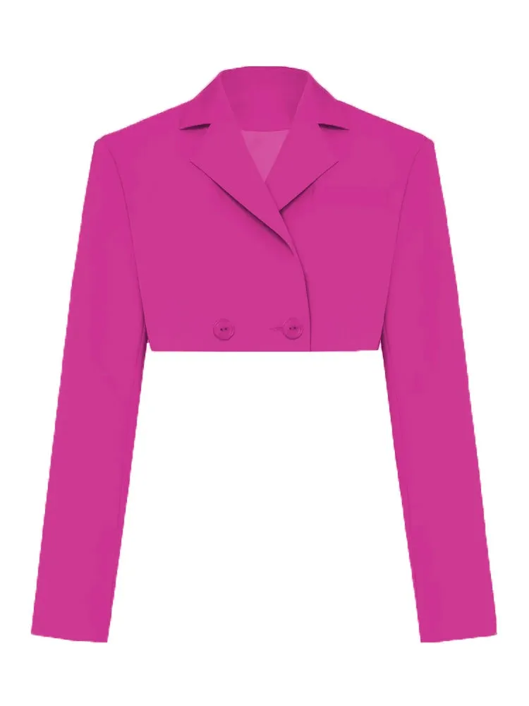 JazzHer 2024 Fall Fashion Black Blazer Sets 2024 Fashion Two Piece Cropped Blazer Jacket Coat And Mini Skirts Sets For Women Casual Suit Streetwear