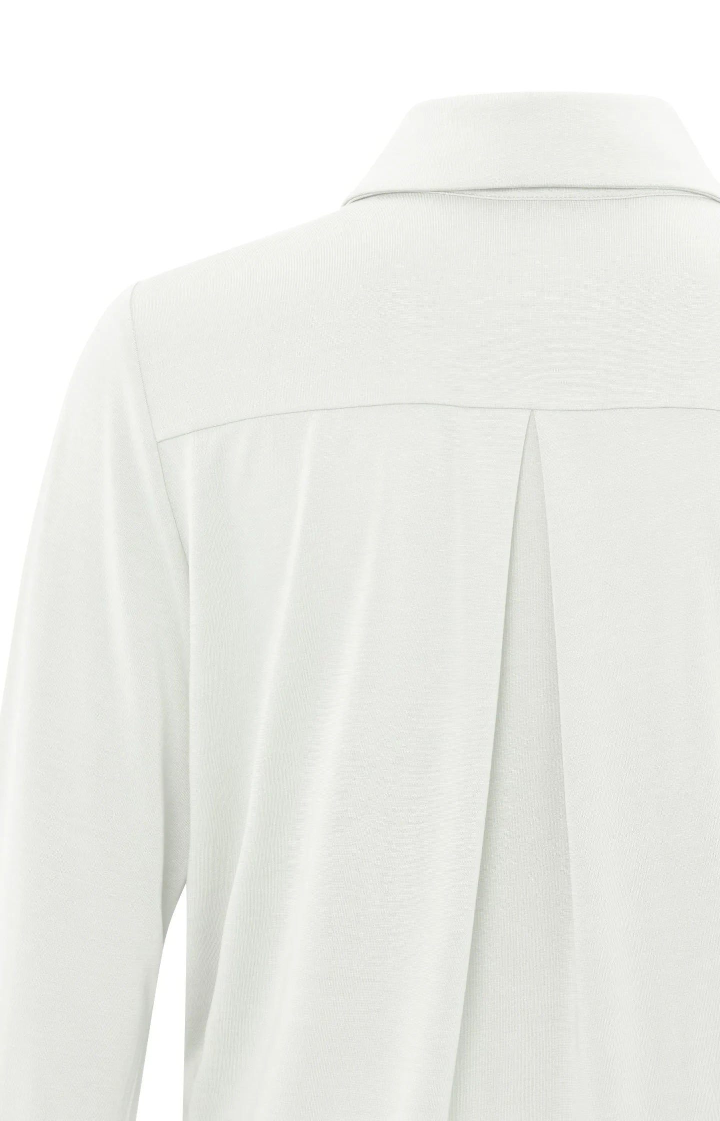 Jersey blouse top with balloon sleeves and button closure
