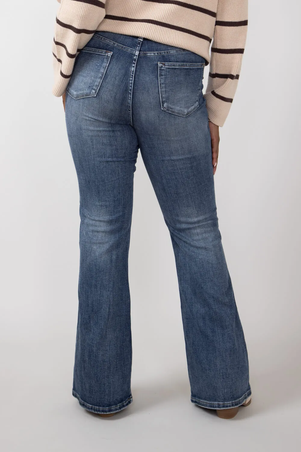Judy Blue High Rise Contrast Flare Jeans for Women | 88855-REG