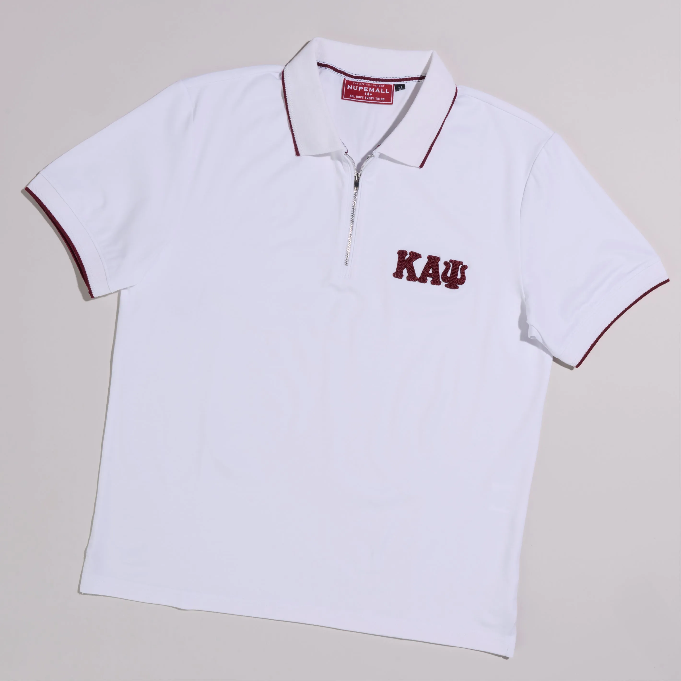 Kappa Alpha Psi 3-Letter Zip Performance Polo (White)