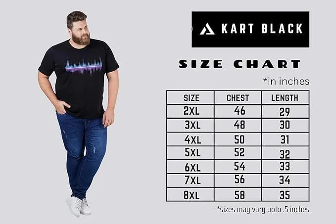 KART BLACK Men's Plus Size Navy Color Tshirts | Regular Fit Round Neck Cotton Tshirts | NVY-JUSTCHILL
