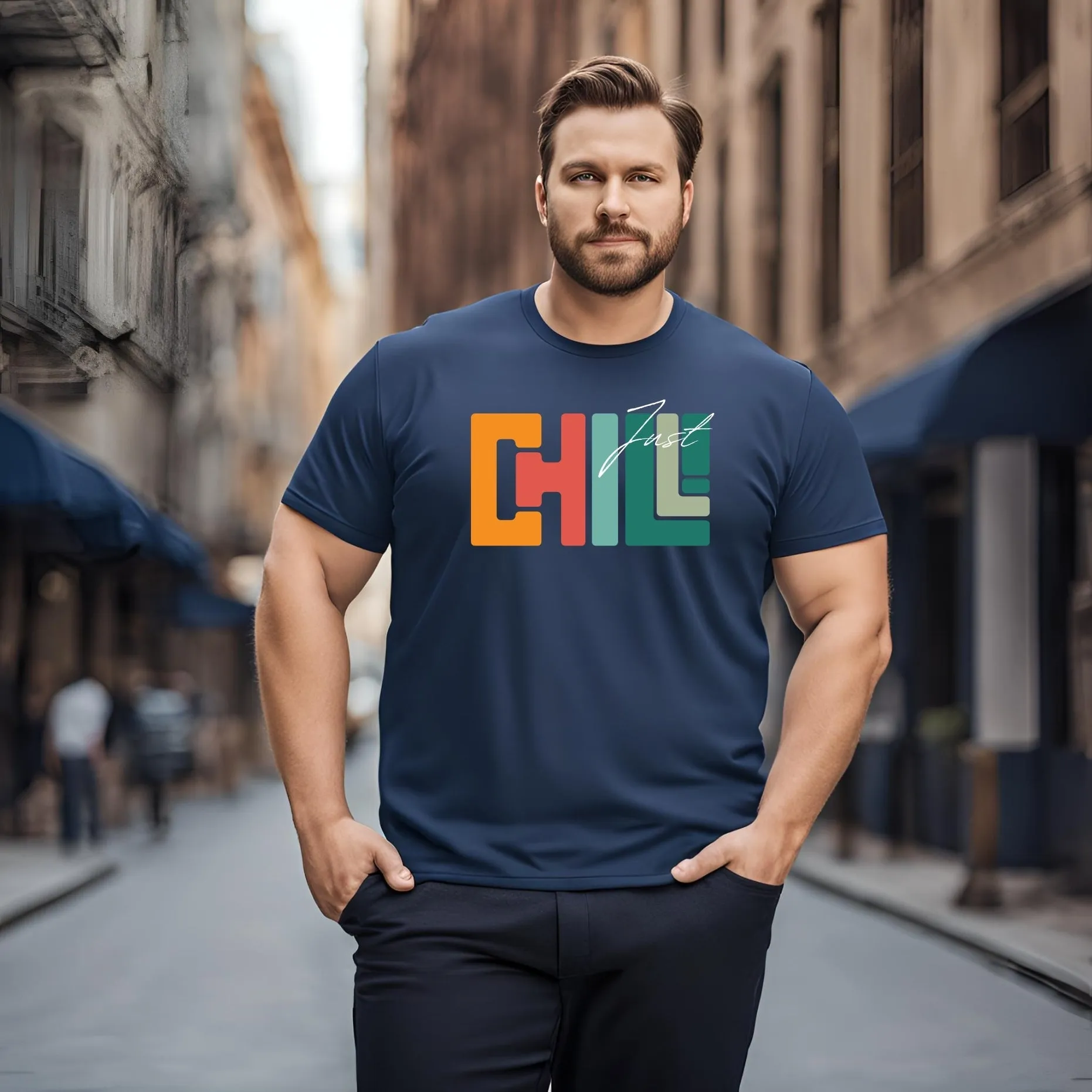 KART BLACK Men's Plus Size Navy Color Tshirts | Regular Fit Round Neck Cotton Tshirts | NVY-JUSTCHILL