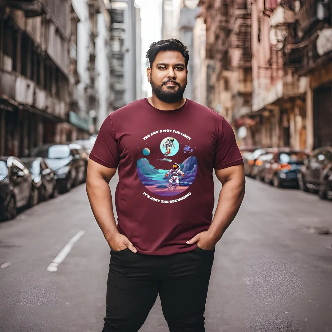 KART BLACK Men's Plus Size Tshirts | Regular Fit Round Neck Cotton Tshirts | MRN-SKY NOT LIMIT_3XL
