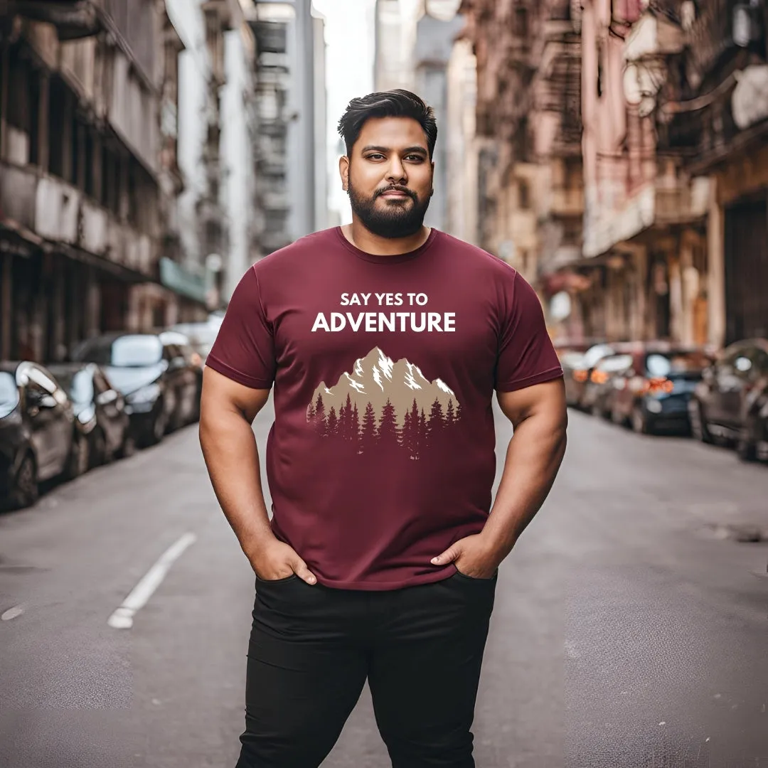KART BLACK Men's Plus Size Tshirts | Regular Fit Round Neck Cotton Tshirts |MRN_YESADVENTURE_3XL